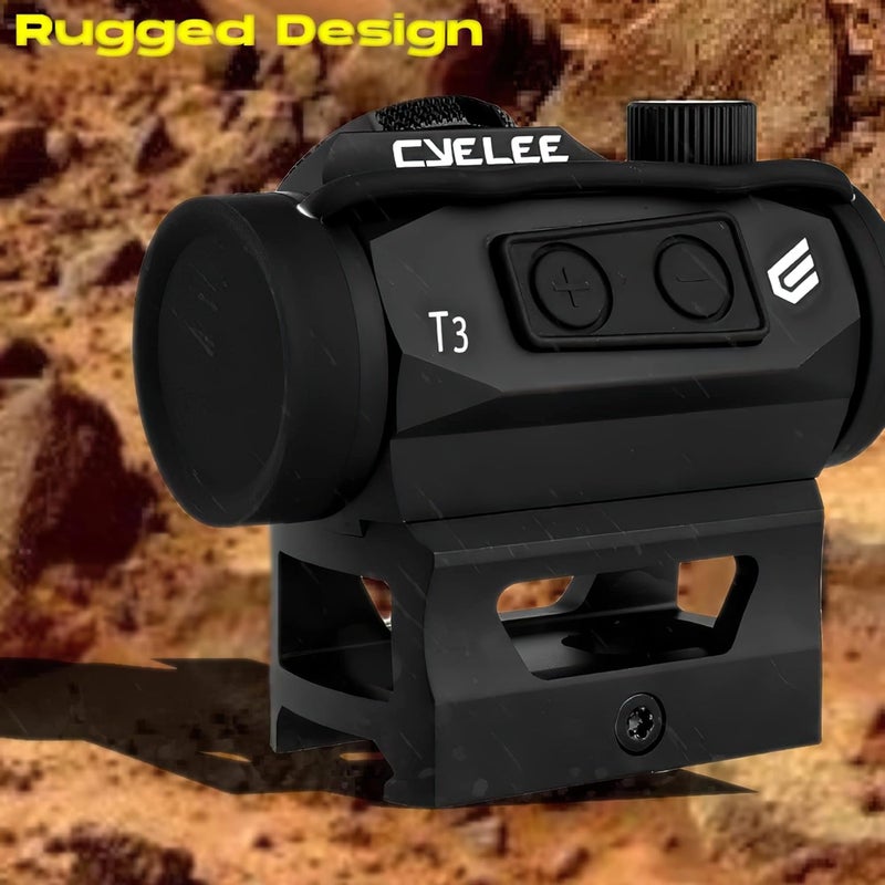 Cyelee T3 Red Dot Sight for Rifles, 1x20mm 2MOA Shake Awake Reflex Sight, Picatinny Gun Sight with Absolute Co Witness Riser - Image 4